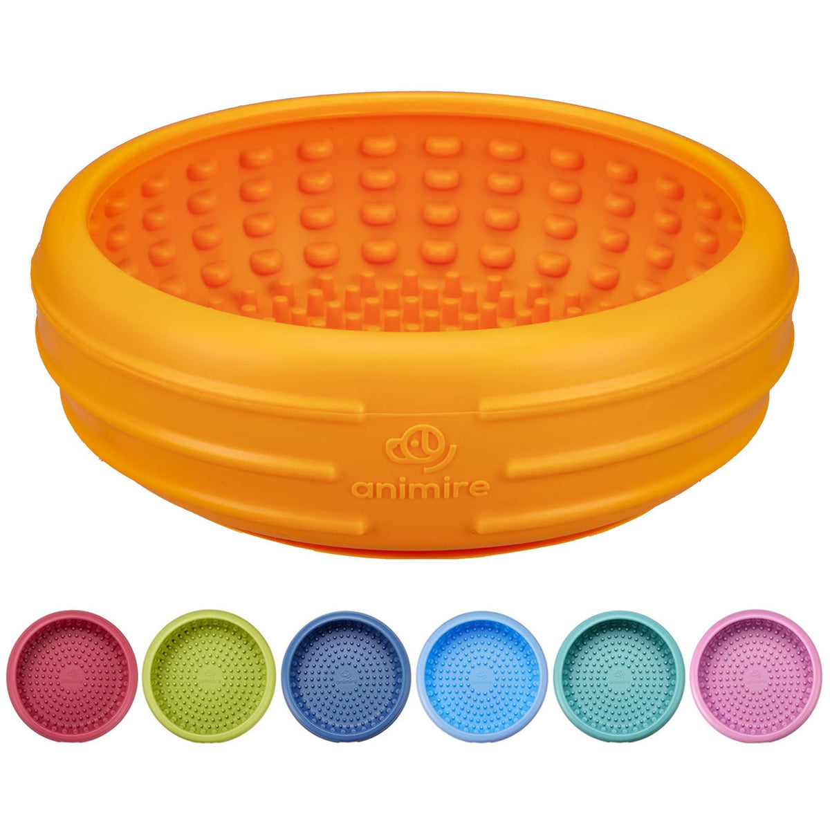 Dog Lick Bowl, Animire Freeze Lick Mat for Dogs, Non-Slip Slow Feeder Licking Bowl Enrichment Treat for Distraction Anxiety Relief, Food Grade Silicone, Dishwasher Safe(Dark Blue,S)