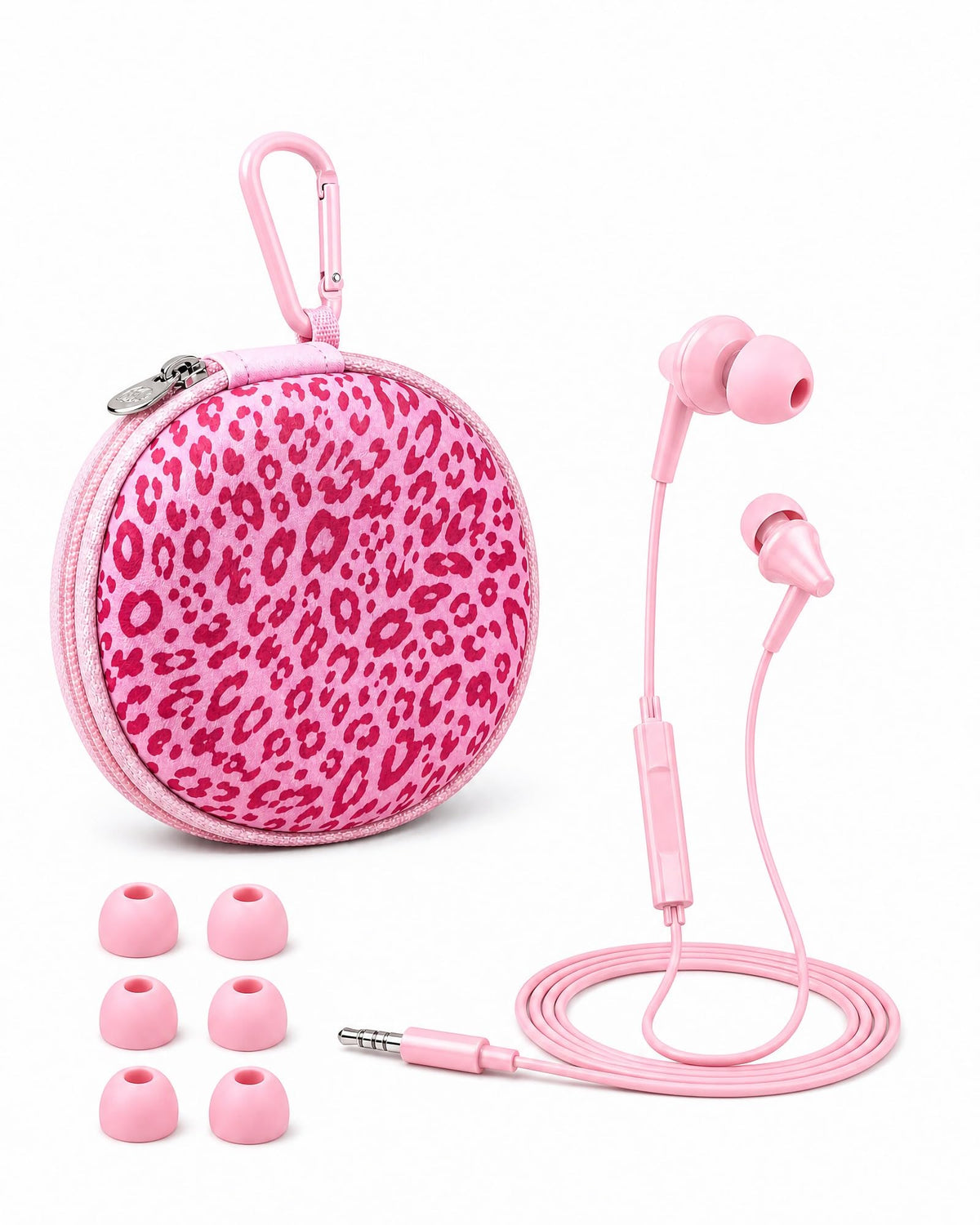 Teens Wired Earbuds with Case, 3.5mm Headphones for School,Berry Bows