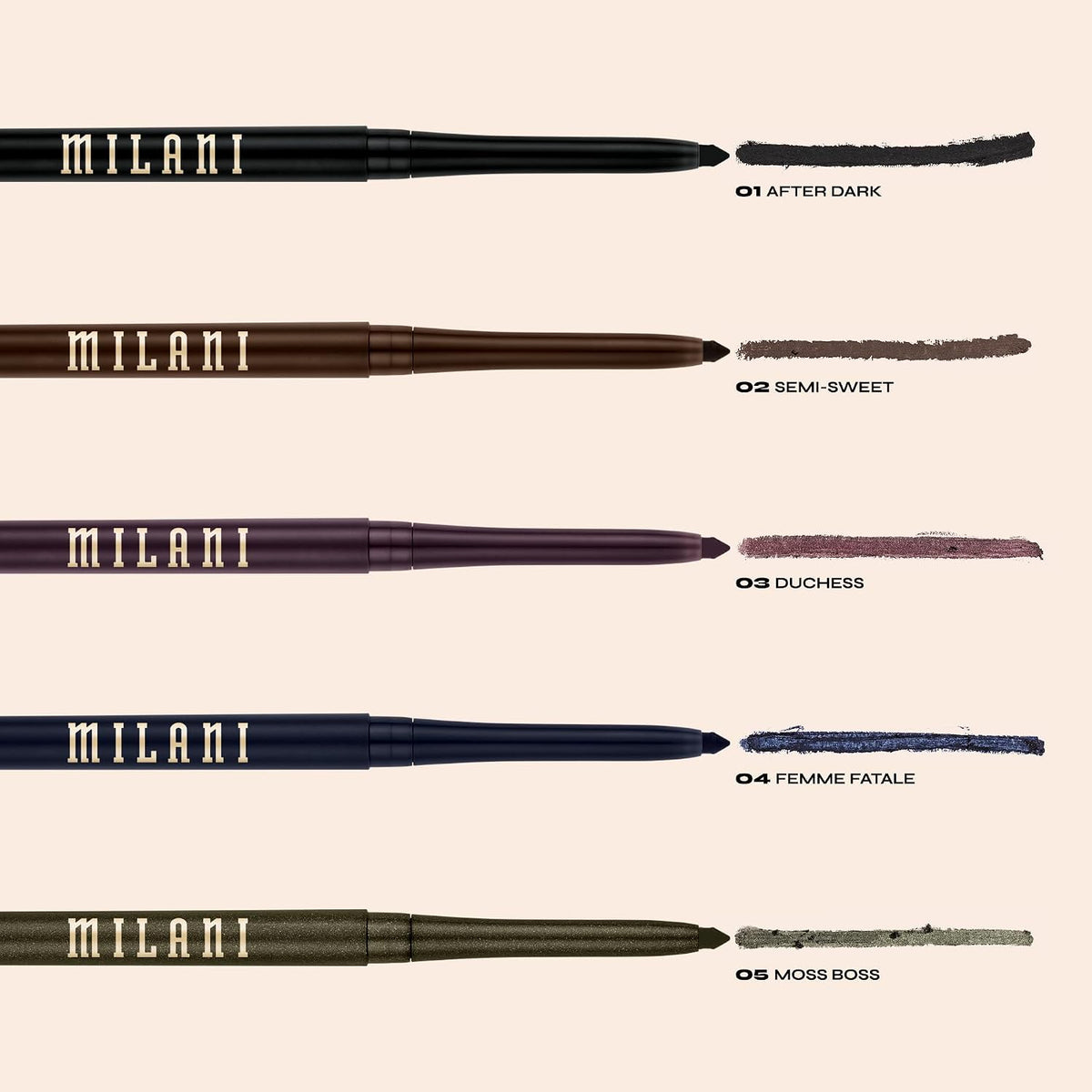 Milani Stay Put Eyeliner - After Dark (0.01 Ounce) Cruelty-Free Self-Sharpening Eye Pencil with Built-In Smudger - Line & Define Eyes with High Pigment Shades for Long-Lasting Wear