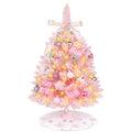 Mini Pink Christmas Tree with Lights, 2 Ft Small Table Top Christmas Tree