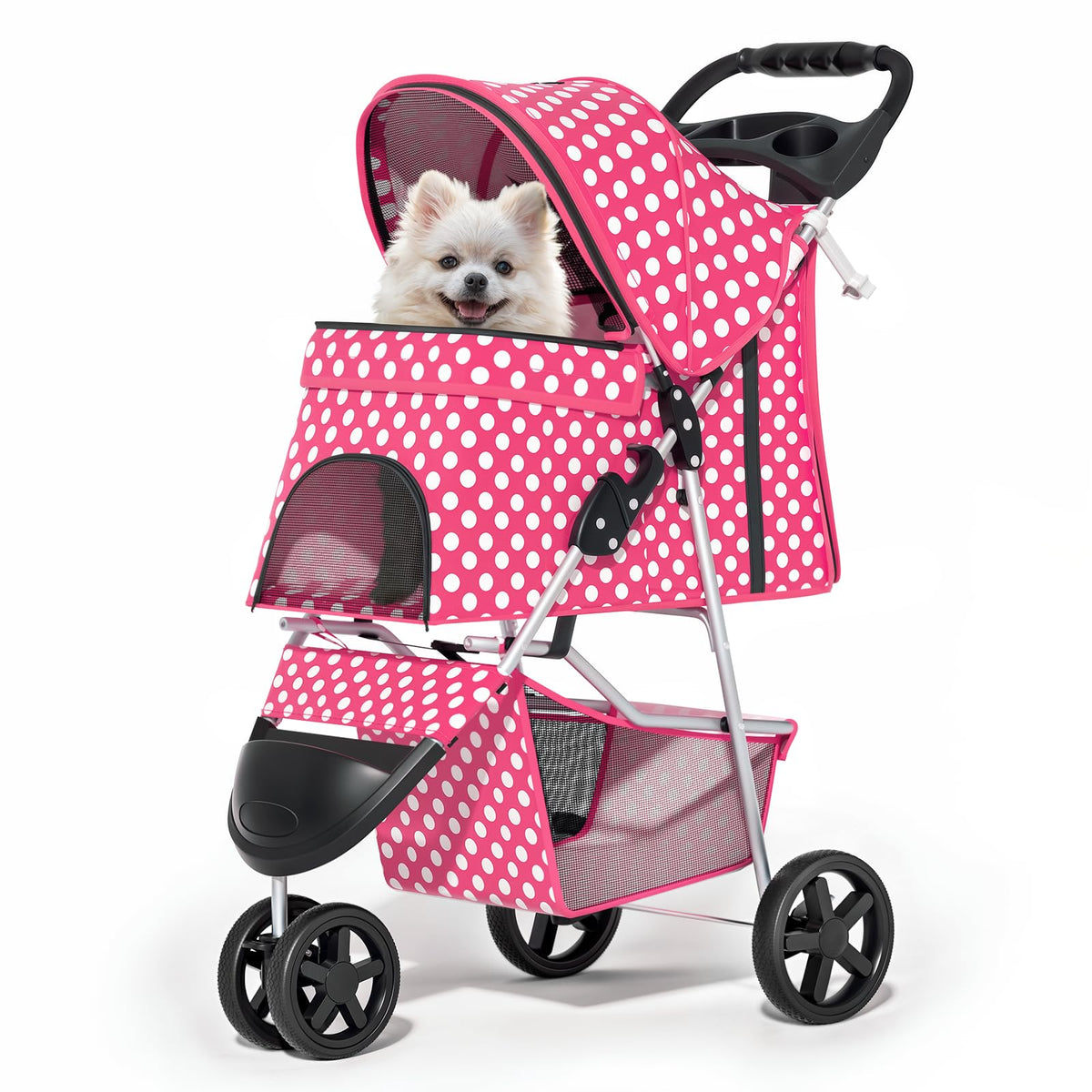 MoNiBloom Pet Stroller for Small/Medium Dogs and Cats up to 33 lbs, Pink