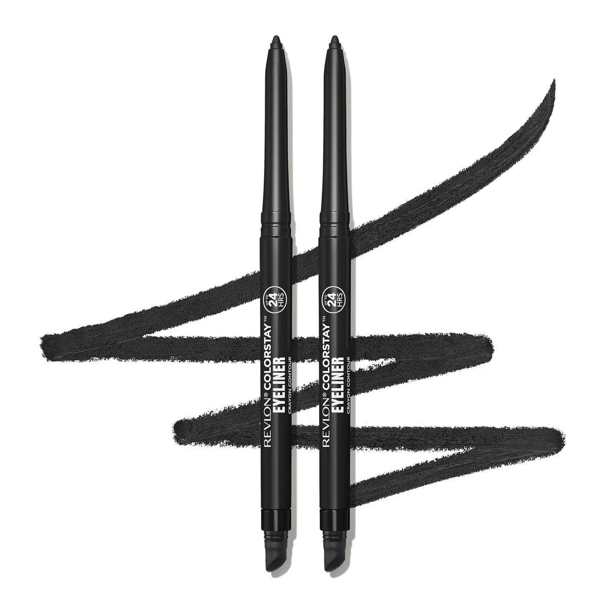 Revlon ColorStay Pencil Waterproof Eyeliner, Smudge-Proof, Eye Makeup with Built-In Sharpener, Long-Lasting, Matte Finish, 201 Black, 2 pack