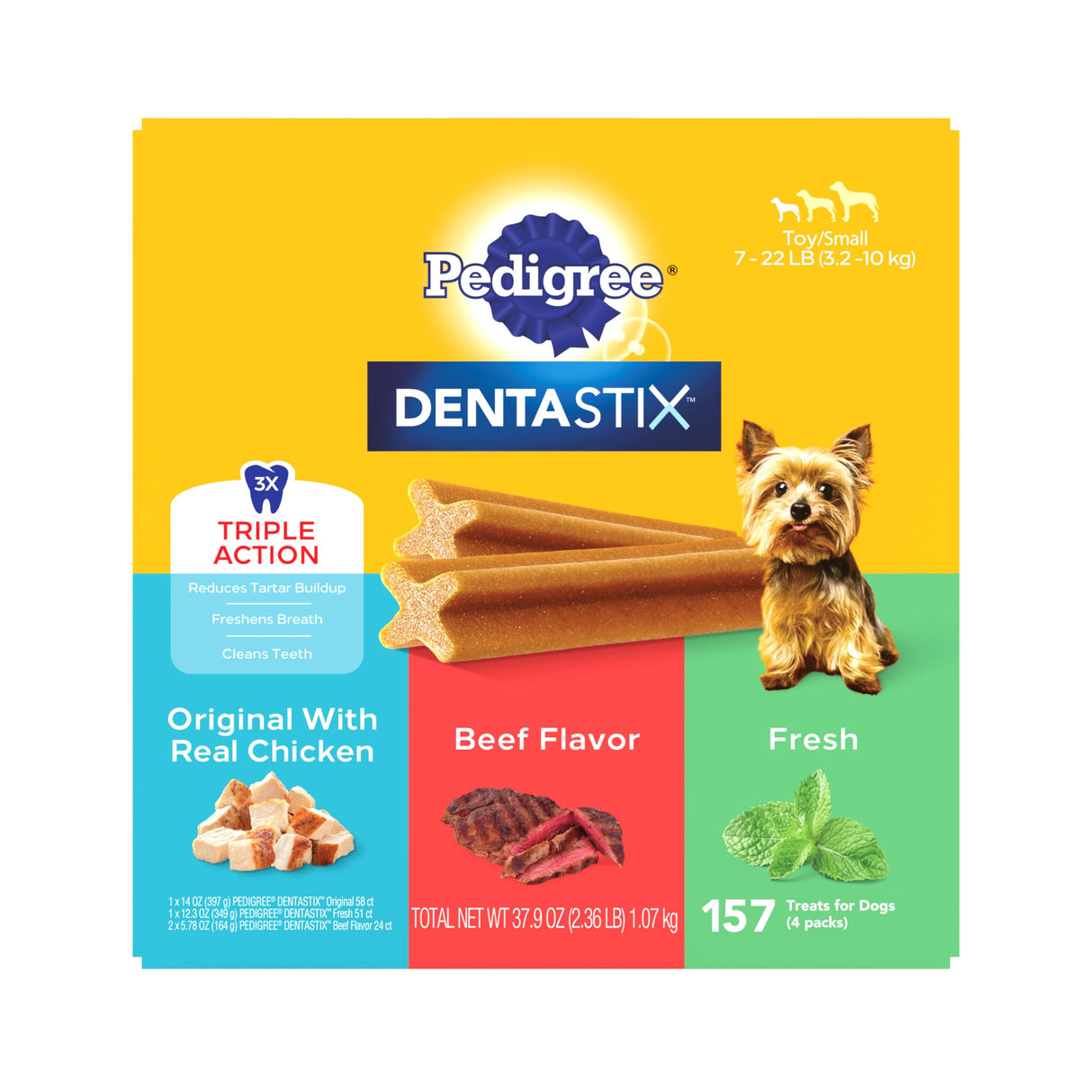 Pedigree Dentastix Dental Chews for Dogs, Small and Toy Breed Dog Treats, Fresh Flavor, 12.31 oz. Bag (51 Treats Total)