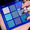 Go Ho 9 Colors Blue Eyeshadow Palette,Glitter Powder Makeup Palette