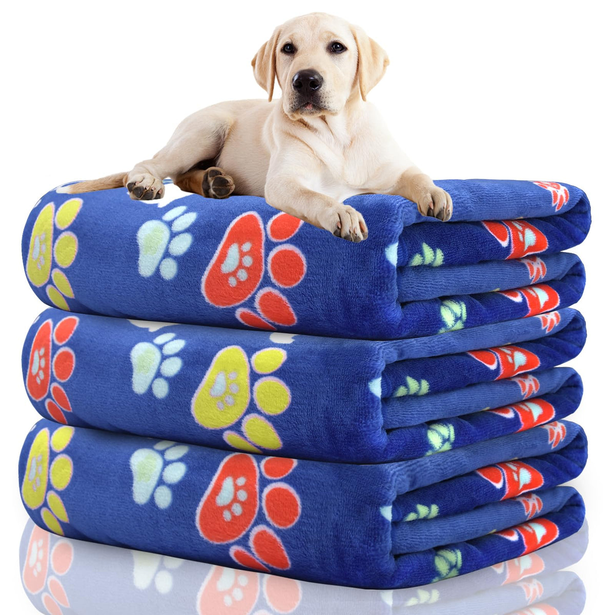 Rezutan 1 Pack 3 Blankets for Dogs, Dog Blanket for Large & Medium Pet Cat, Premium Soft Fluffy Suitable for Dog Kennels & Beds, Sofas, Gifts Puppy Essentials, 41x31inch, Gray/Blue/Beige