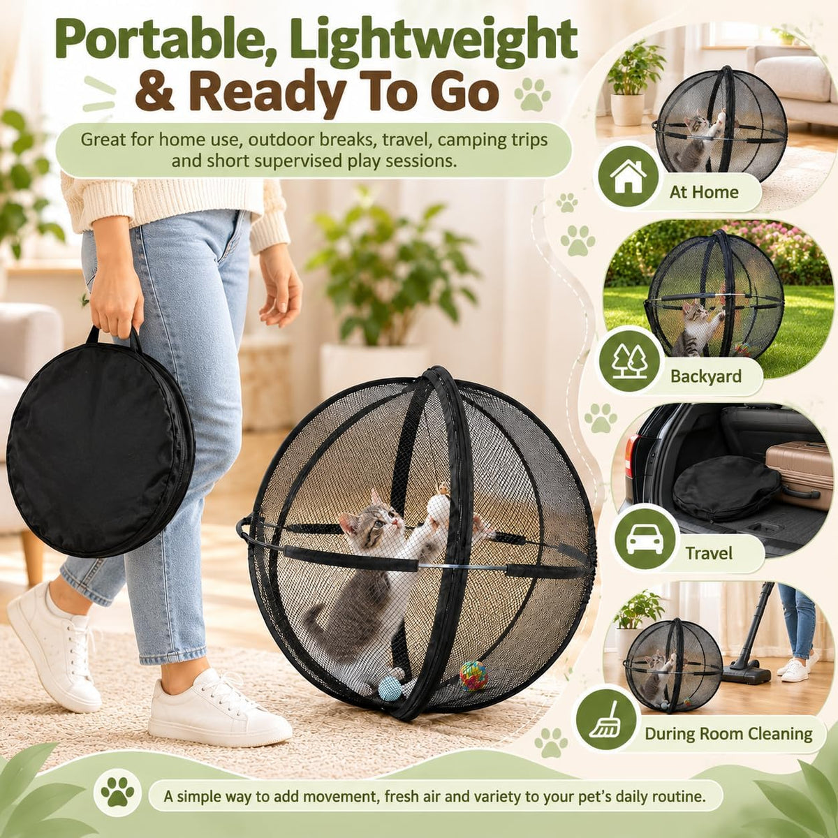 Hamster Ball for Cats, Rolling Cat Playpen Exercise Ball for Outdoors