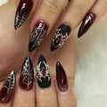 Halloween Press on Nails Medium Almond MABKJLF Fake Nails Glow in The Dark Full Cover Nightmare Christmas False Nails Glossy Glue on Nails Artificial Acrylic Nails for Women Girls 24 Pcs