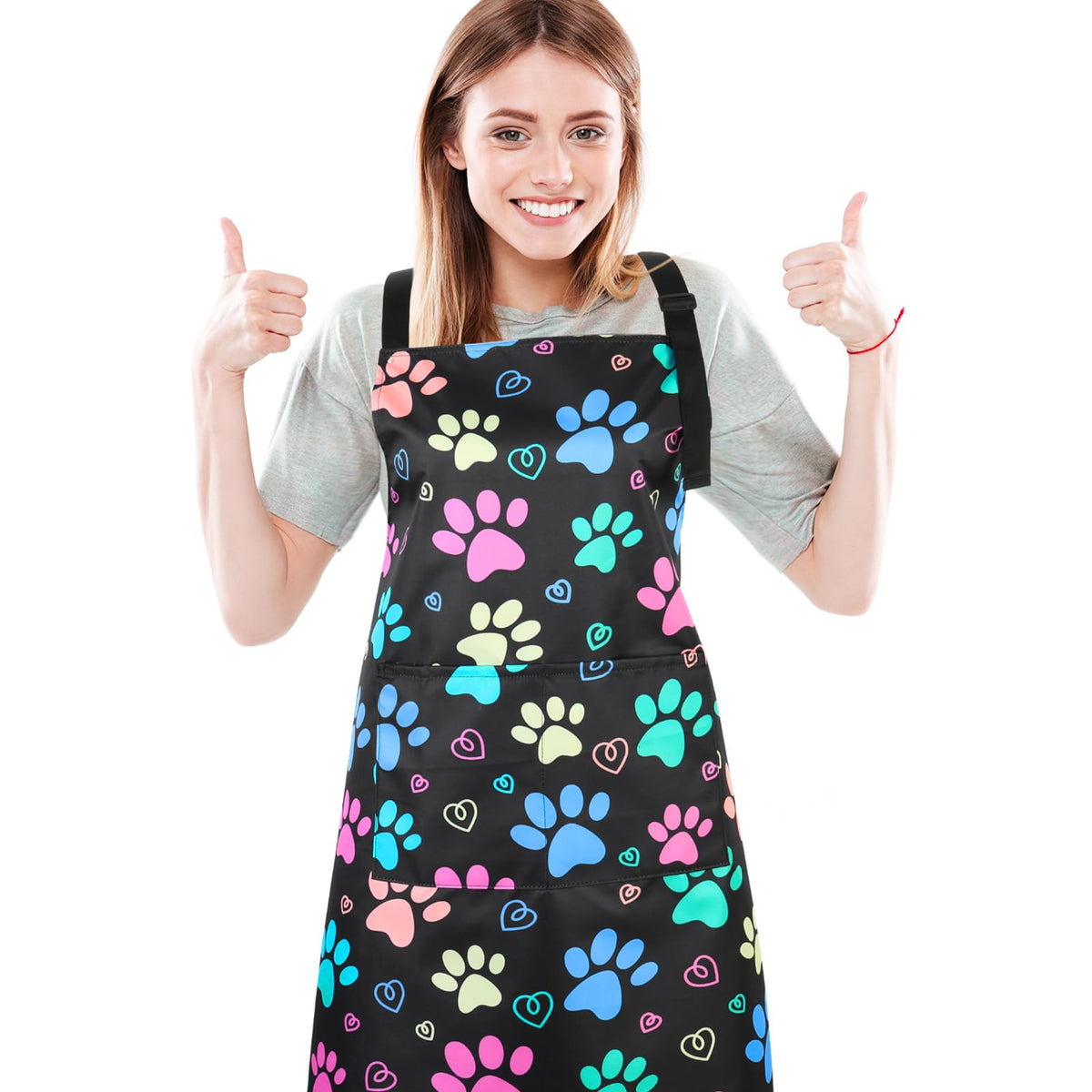 Dog Grooming Waterproof Apron with 2 Pockets, Cute Animals Puppy Dog Pets Apron