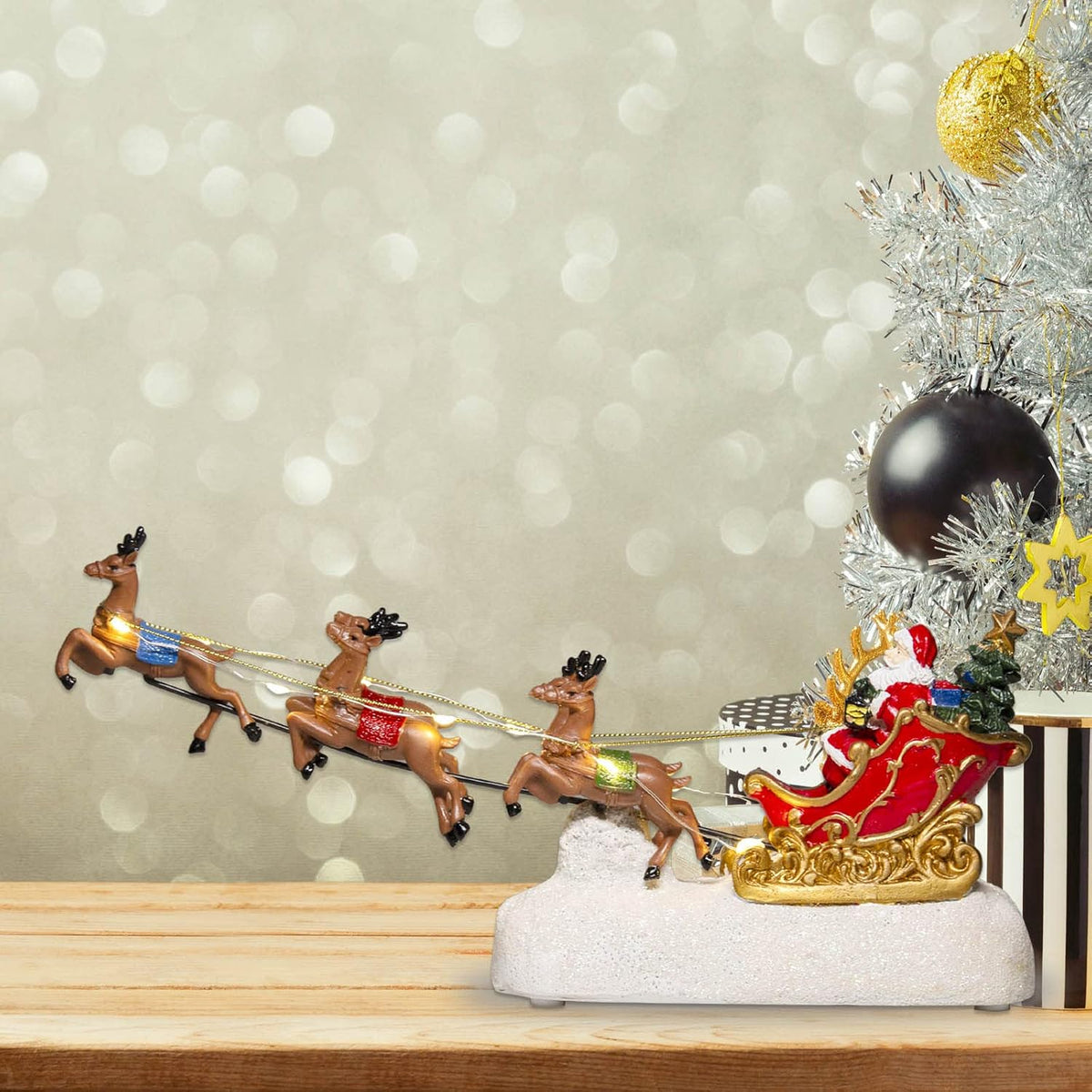 Santa's Sleigh and Reindeer Assortment with Christmas Reindeer Car