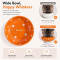 Orange Mushroom Cat Bowl, Elevated Ceramic Bowl for Cats