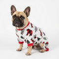Fitwarm Reindeer Dog Christmas Pajamas, Winter Doggy Clothes for Small Dogs Boy Girl, Fleece Dog Onesie with Feet, Holiday Pet Outfit, Black, White, Red, Medium