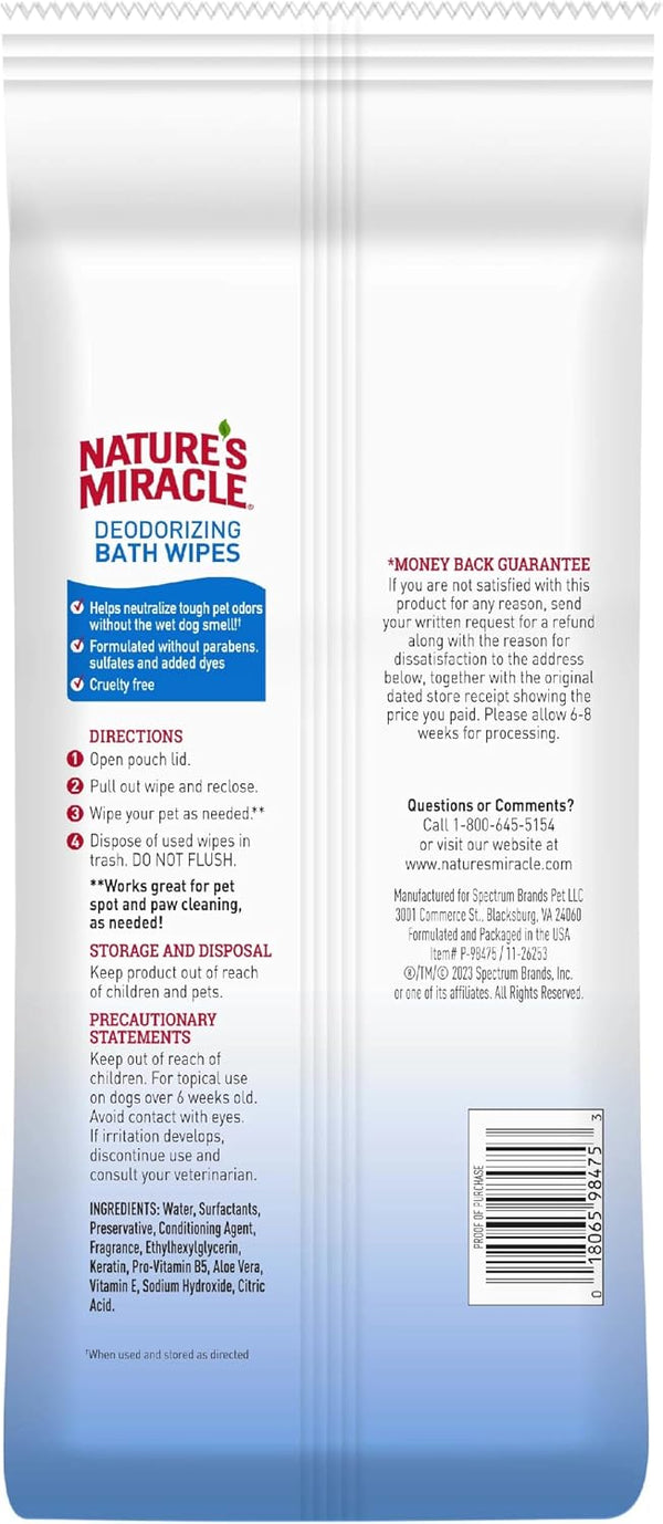 Nature's Miracle Deodorizing Bath Wipes Sunkissed Breeze Scent, 100 ct