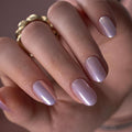 CurvLife Short Oval Chrome Nude Press On Nails, Champagne Pearl, Soft Gel | 32PCS 16 Sizes, Salon-Quality Natural Fake Nails, Curved Fit, 7-14 Day Glue-On Wear, Reusable Stick-On Nails, Press-On Kit