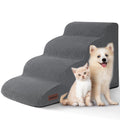 Aodisman Dog Stairs for Small Dogs and Cats,3-Step Pet Ramp for Bed & Couch | 15.7" H Non-Slip Sturdy Dog Steps with Curved Ramp for Senior,Short-Legged Dogs,Puppy and Cats to Reach Sofa or Chair,Grey