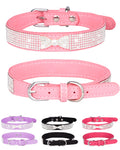 Bling Dog Collar for Small Medium Large Dogs, Crown Rhinestone Dog Collars for Girl and boy Dog, Diamond Puppy Collars, Adjustable Leather Suede SOFE Cat Collar (S(10.6"-13"/27CM-33CM), Pink)