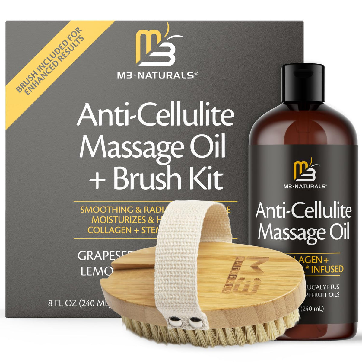 Firming Body Massage Oil with Collagen for Cellulite – 8 Fl Oz by M3