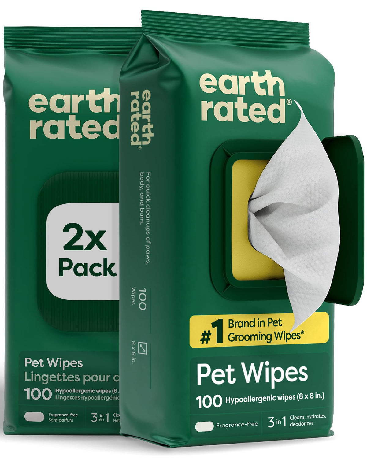 Earth Rated Dog Eye Wipes, Unscented, Removes Dirt & Discharge, 70ct | Vet-Developed, Hypoallergenic Pet Wipes for Dogs & Cats to Remove Dirt & Discharge, Fragrance Free