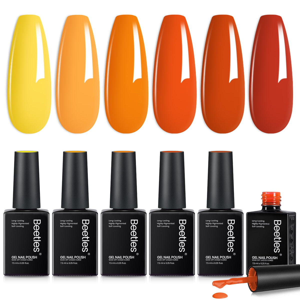 Beetles Halloween Cat Eye Gel Nail Polish Set, 6 Colors Glitter Gel