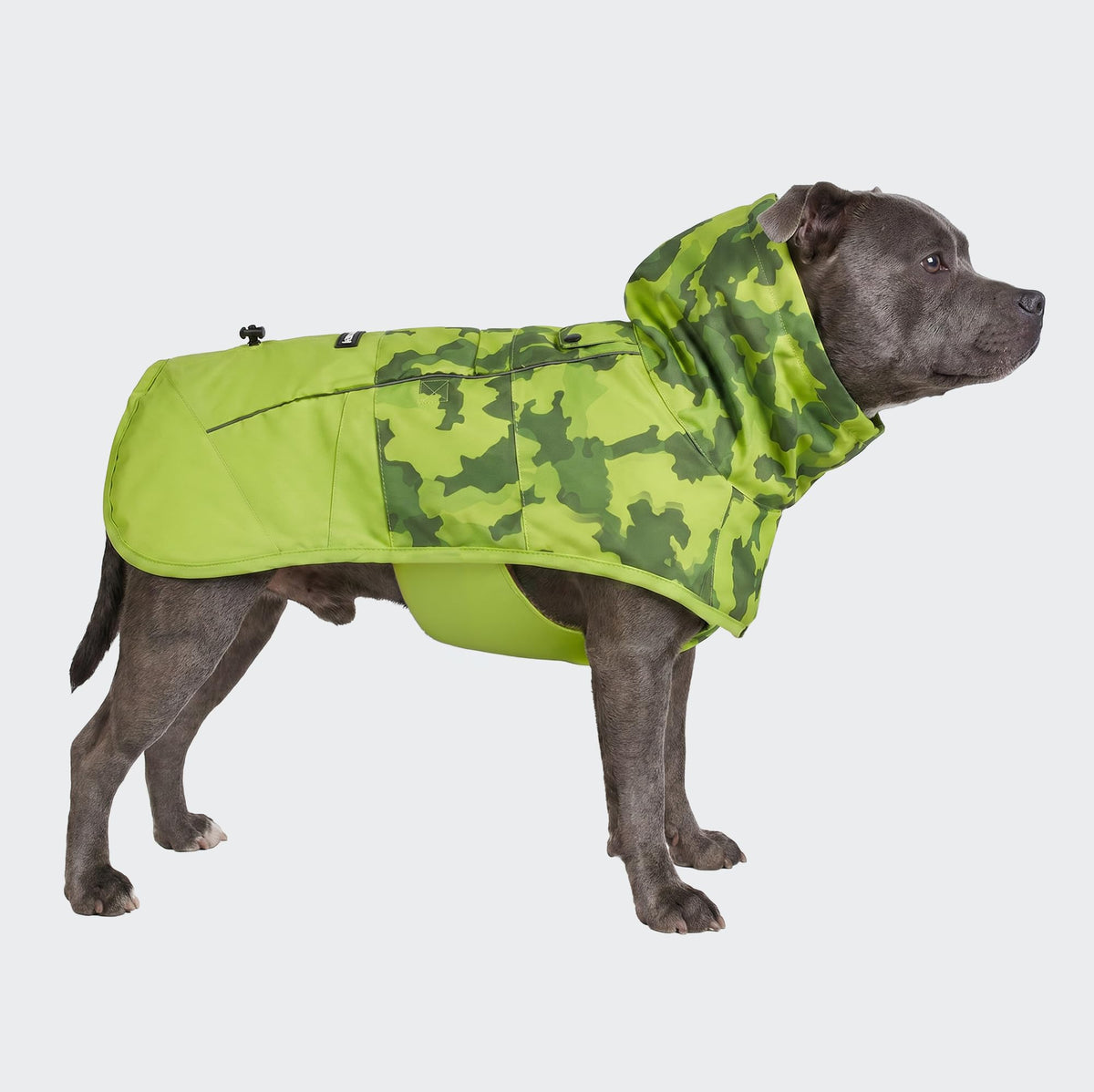 Spark Paws Dog Raincoat, Waterproof Windproof Rain Jacket, for Small Medium Large Extra Large Dogs, Reflective Breathable Full-Body Coverage Dry Suit - Neon White Navy Blue, 2XL