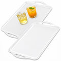 Thanksgiving Serving Trays with Handles, 19 x 11.6 Inch, Set of 2, Bamboo Fiber Serving Platter, Dishwasher Safe, with Removable Silicone Mats, Turkey and Fall Plaid