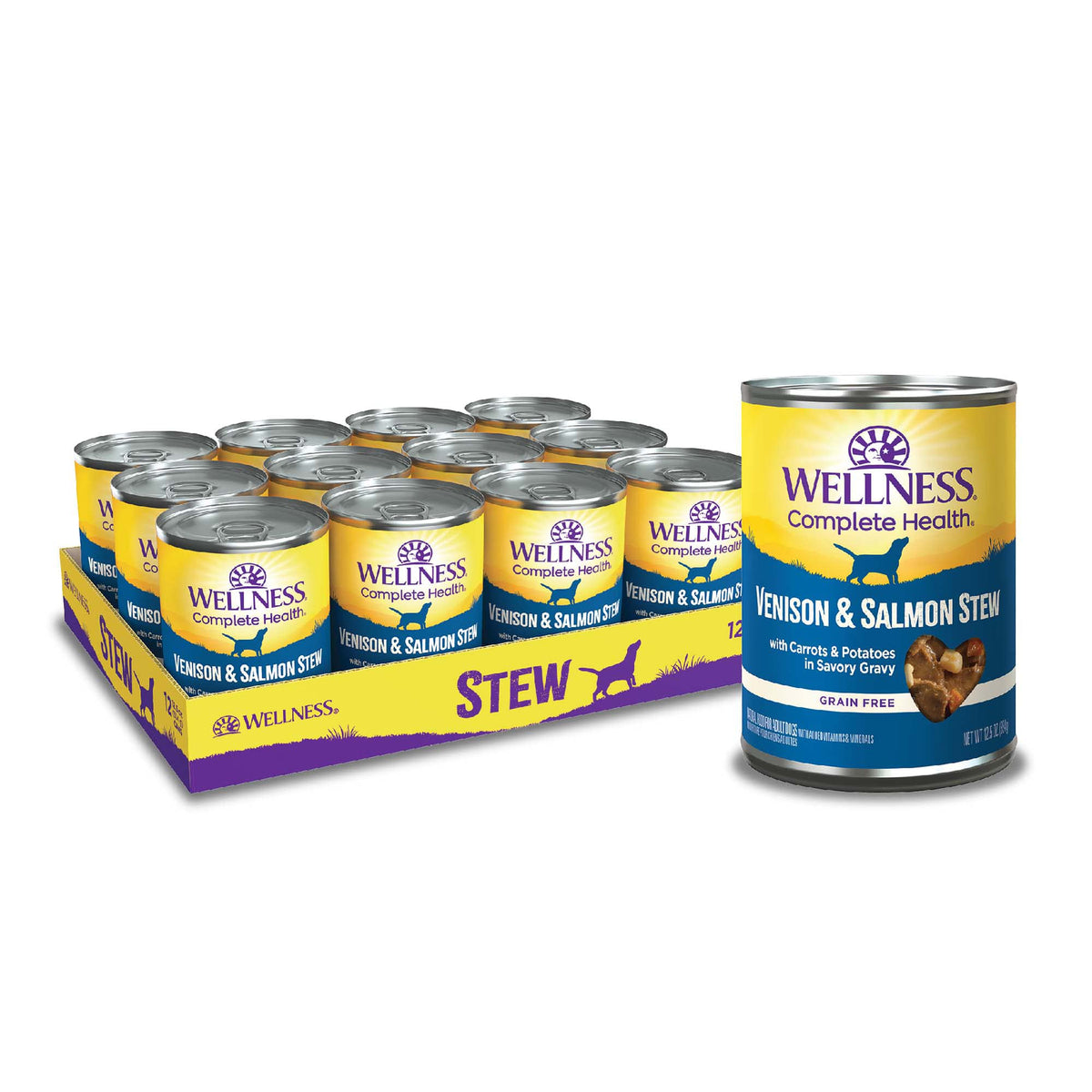 Wellness Complete Health Pate Variety Pack Adult Canned Wet Dog Food, Wholesome Grains, Natural, 12.5 oz, Pack of 6 Cans