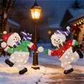 Set of 2 Lighted Snowmen Christmas Decorations, Pre-Lit 2D Tinsel Cute Snowman Snowball Fight with Lights, Light Up & Plug in for Indoor Outdoor Xmas Winter Holiday Yard Lawn Garden Decor