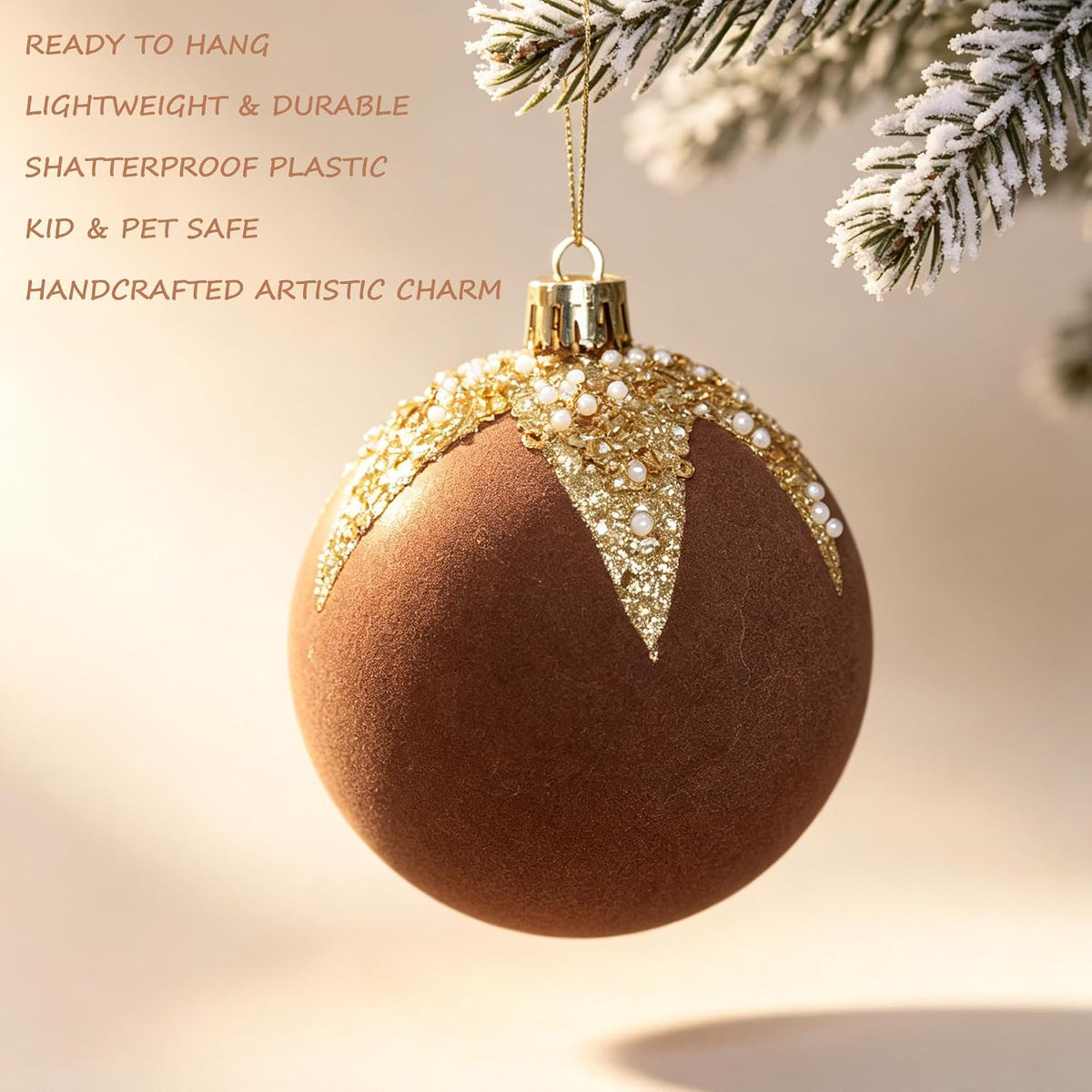 HipTree 12ct 2.36 in Copper Gold Velvet Baubles for Tabletop Christmas Tree