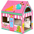 Cinrobiye Cardboard Cat House with Scratcher, Gothic Halloween Cat Scratcher Box with 2 Corrugated Scratch Pads, Open Top Indoor Cat Hideaway Bed for Cats and Kittens