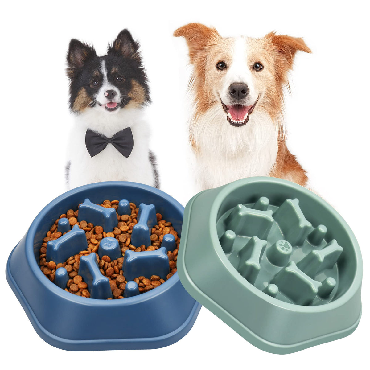 UPSKY Slow Feeder Dog Bowl Anti-Chocking Slower Feeding Pet Puzzle Bowls, Interactive Bloat Stop Dog Food Dishes Non-Slide Dogs Lick Treat for Small Medium
