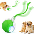 Smart Interactive Automatic Electric Rolling Moving Rechargeable Motion Activated Self Play Electronic Stimulation Chase Teaser Ball Toy with Rope for Indoor Bored Adult Cat and Dog, Red