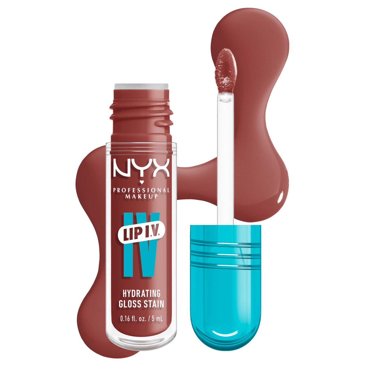 NYX PROFESSIONAL MAKEUP Lip IV Hydrating Glossy Lip Stain, Long-Lasting, Tinted, Vegan Formula with 12 HR Hydration - Petal Pourin' (Pink)