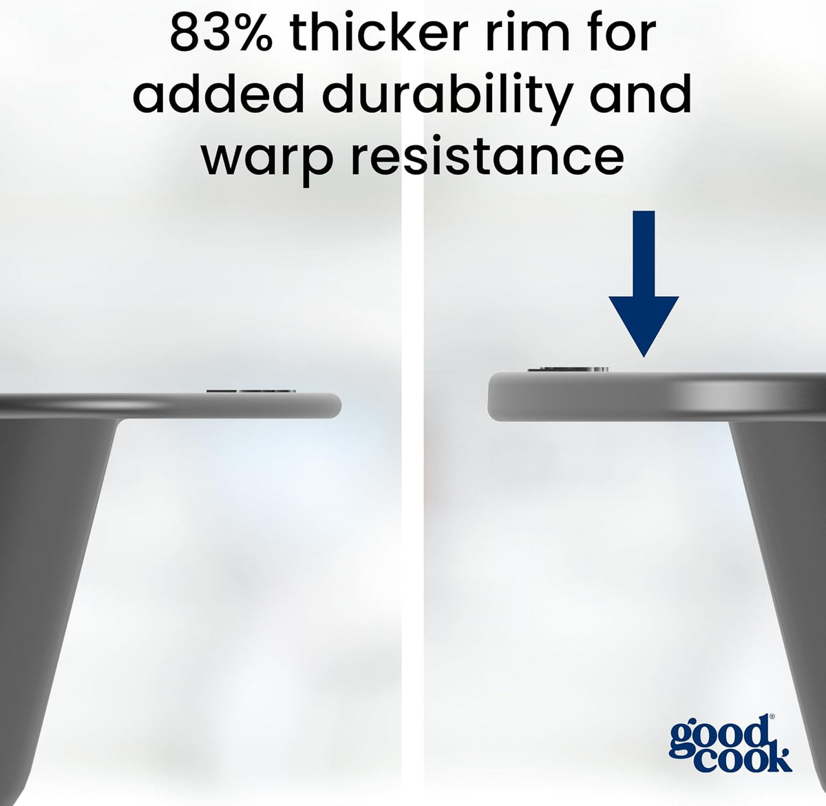 GoodCook Everyday Pie Pan Scratch-Resistant Nonstick Heavy Duty Steel Construction with Wide Rim, 9-Inch, Gray