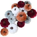 Winlyn 16 Pcs Assorted Small Faux Rustic Harvest Velvet Pumpkins Decorative Rust Orange Gold Olive Gray Fabric Pumpkins Foam Pumpkins Farmhouse Fall Thanksgiving Halloween Table Centerpiece Decor