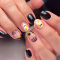 Halloween Press on Nails Medium Almond MABKJLF Fake Nails Glow in The Dark Full Cover Nightmare Christmas False Nails Glossy Glue on Nails Artificial Acrylic Nails for Women Girls 24 Pcs