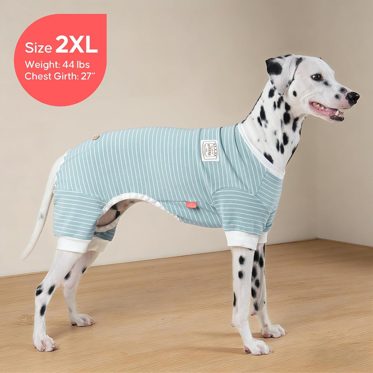 KYEESE Striped Dog Pajamas for Medium Large Dog Stretchy Onesie Daily Wear