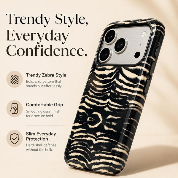 Compatible with iPhone 18 Pro Case,Animal Stylish Zebra Tiger Print Pattern Retro Phone Case Shockproof Double-Layer Drop-Resistant Protection,Zebra, for iPhone 18 Pro