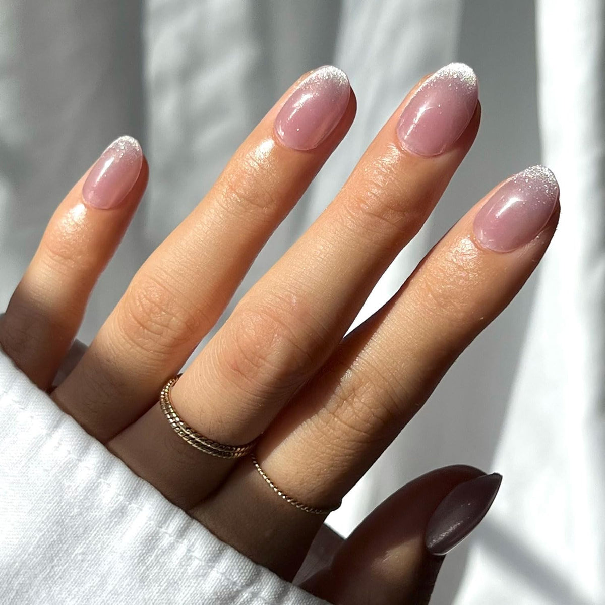 Glamnetic Press On Nails - Short Round, Glossy Fake Nails 30 Pc Full Kit | Neutral press on nails, 12 sizes. Everyday glue-on set. Waterproof, chip-resistant, up to 2 weeks wear