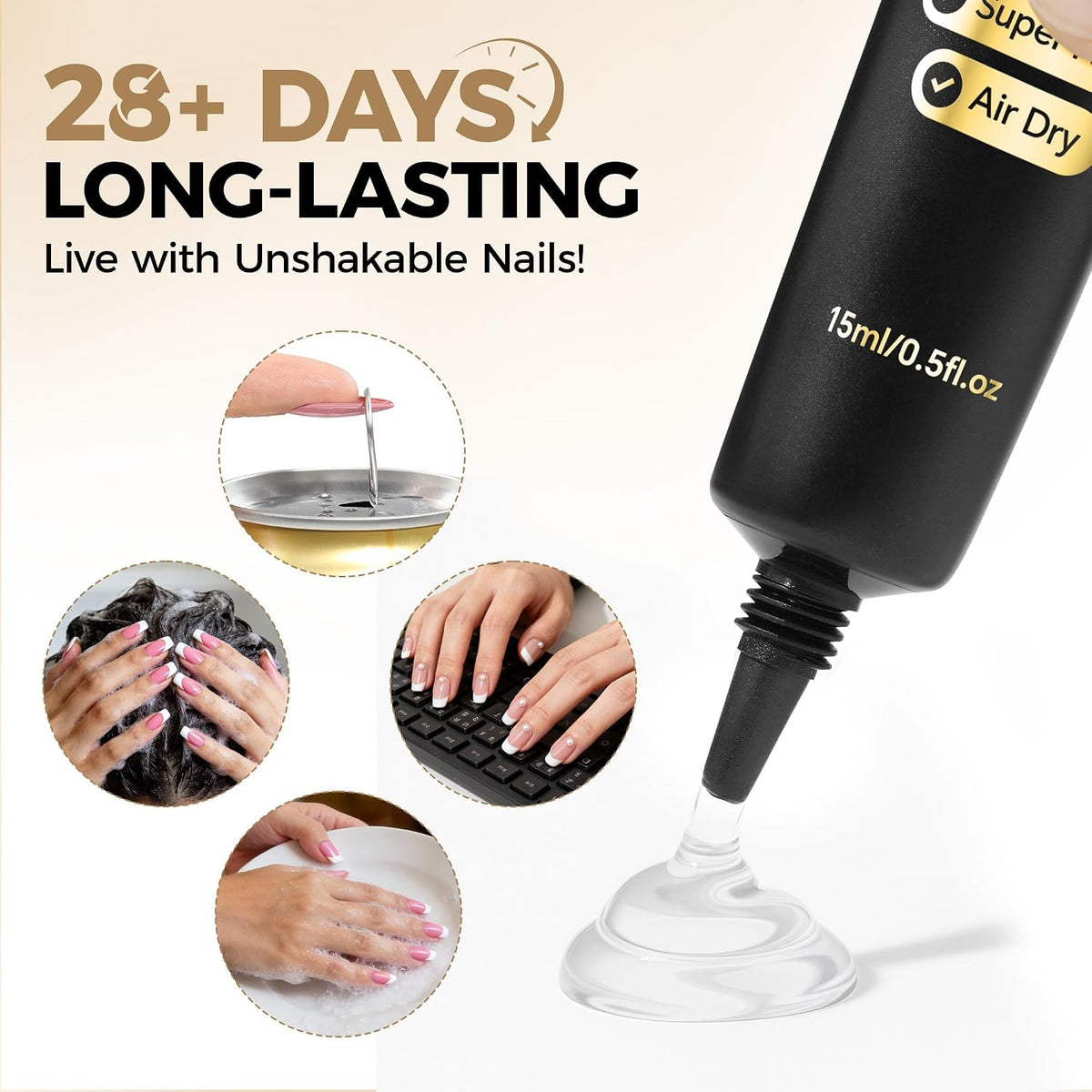 UNA GELLA Nail Glue Strong Gel No U V, 15g*2pcs Nail Glue for Press Ons No Lamp Needed, Quick Dry Semi Solid Nail G LUE, Super Strong Gel glue for Nails Long Lasting Extension DIY Kit