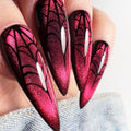 Halloween Bat Press on Nails for DIY Manicure Glossy Purple French Tips 24Pcs Acrylic Medium Almond False Nails Gel Glue on Nails Evil Bats Fake Nails Stick on Nails for Women Girls French Tips Design