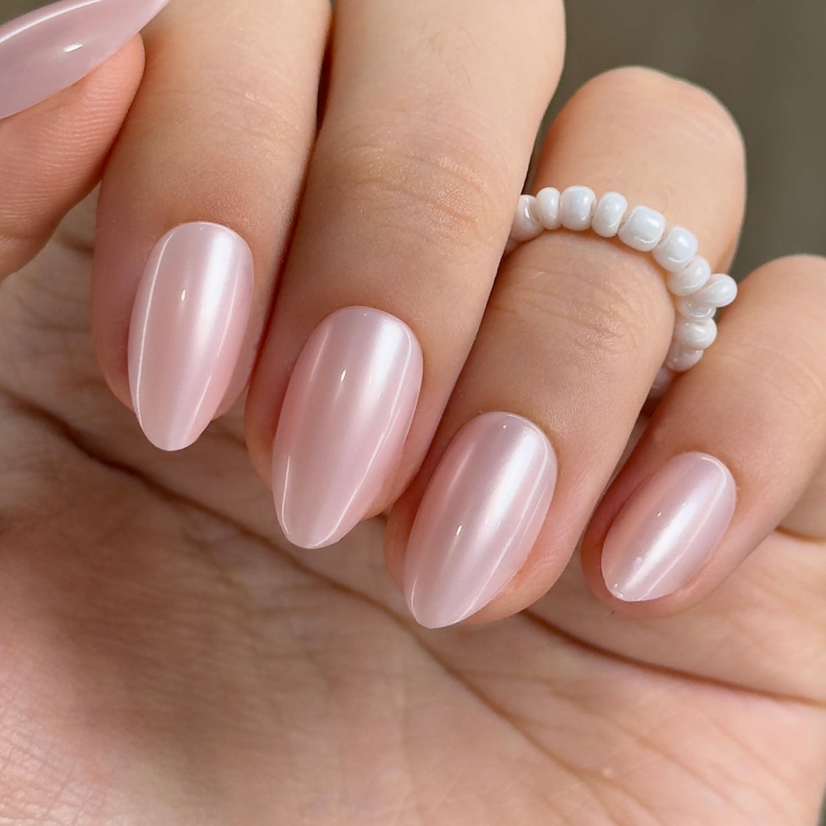 CurvLife Milky White Square Press on Nails Short, Soft Gel Fake Nails with Clean Nude Apricot Design Full Cover False Nails Glossy Nude Glue on Nails Artificial Stick on Nails for Women