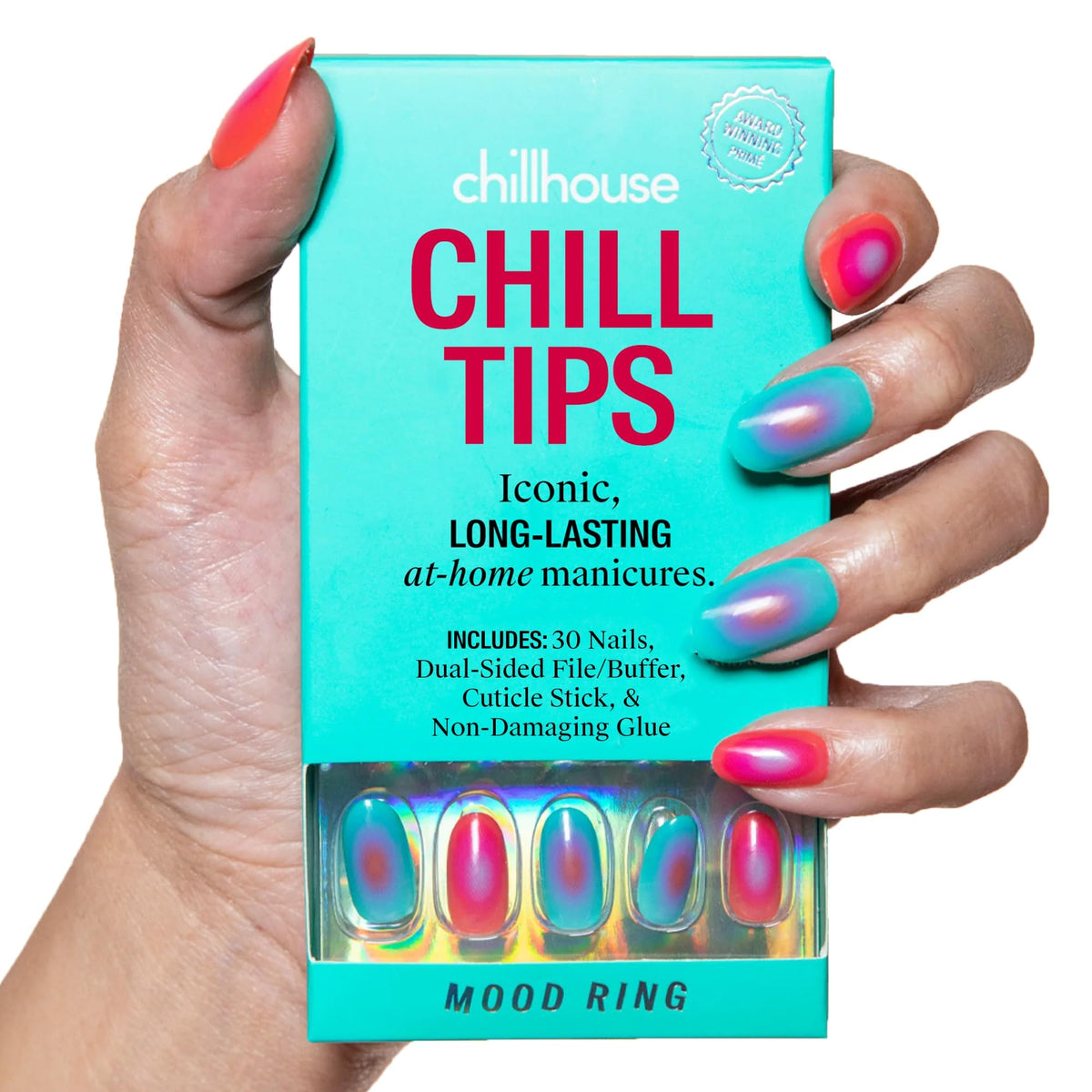 Chillhouse - Chill Tips, Press on Nails Kit - Sea Siren (Almond) - 30 Nail Shapes & Sizes - Up to 2 Weeks of Wear - Customizable Fit - Reusable - Latina Founded & Women Owned - Beauty & Self Care