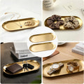 2 Pcs Gold Stainless Steel Decorative Trays, 9" Perfume Trays for Bathroom