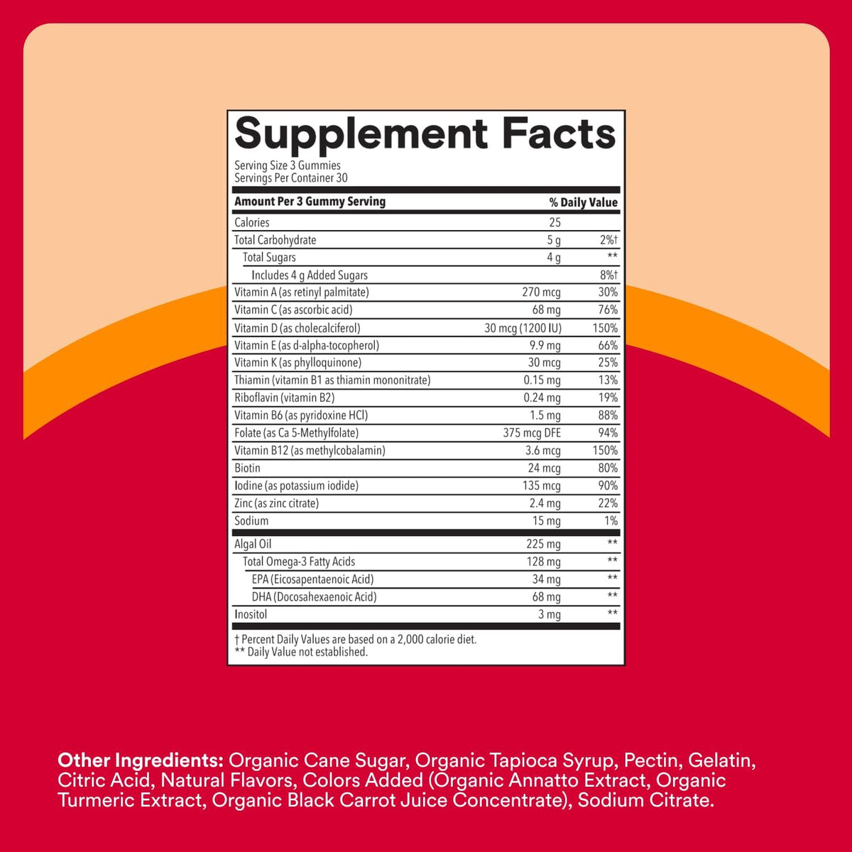 SmartyPants Plus Multi & Omegas Men and Women's Multivitamin Gummies with Omega 3 DHA/EPA, Vitamin D3, C, B12, B6, A, K, Zinc, Biotin, Clean Label, Three Fruit Flavors, 90 Count (30 Day Supply)