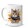 Hyturtle Fall Cat Maple Leaves Coffee Mug with Spoon Gifts on Birthday