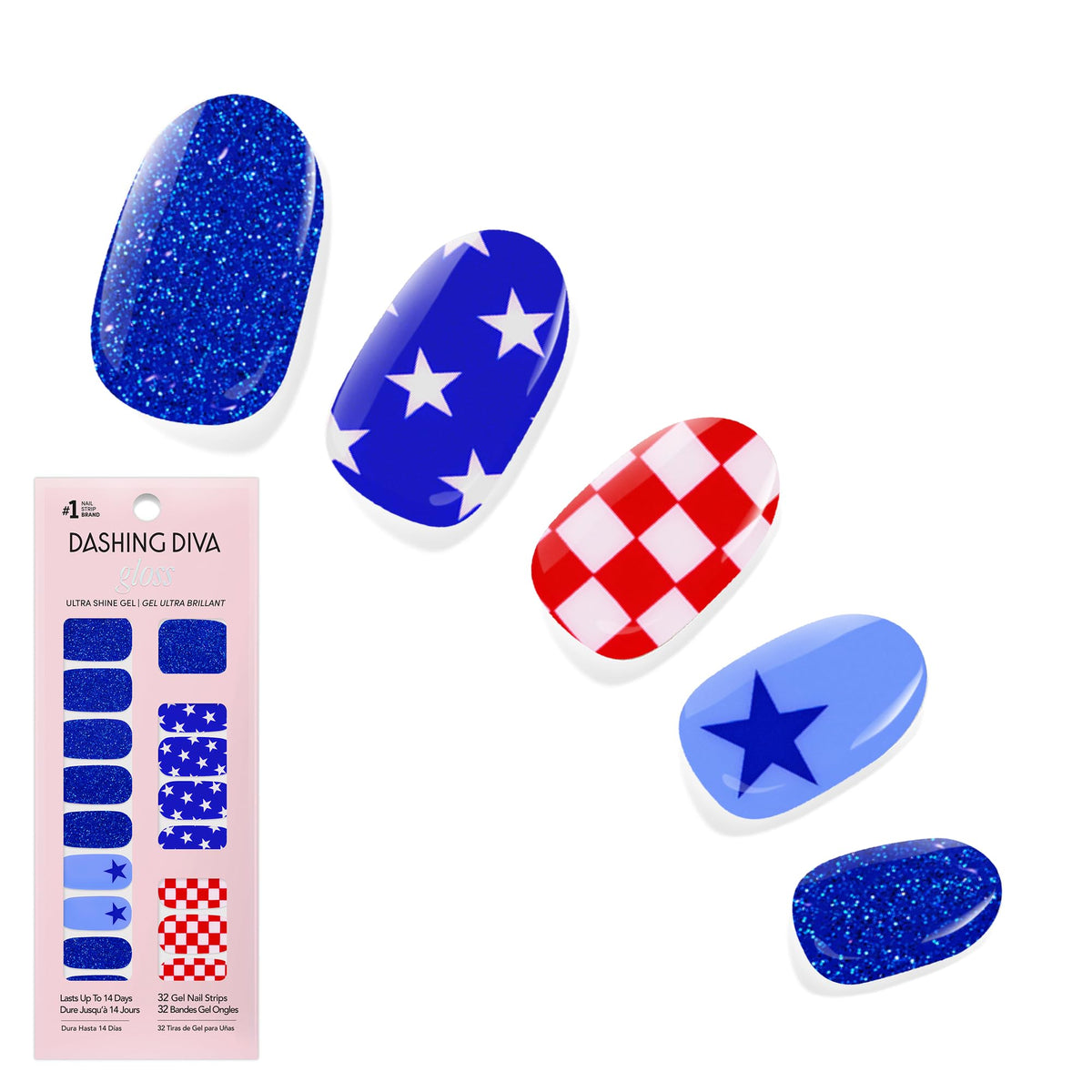 Dashing Diva Gloss Nail Strips - Crystal Clear - UV Free, Chip Resistant, Long Lasting Gel Stickers - Contains 32 Wraps, 1 Prep Pad, 1 File