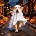 Halloween Ghost Dog Costume Glow Eyes Breathable Outfit for Medium Dogs