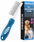 Poodle Pet Detangling Pet Comb with Long & Short Stainless Steel Teeth for Removing Matted Fur, Knots & Tangles – Detangler Tool Accessories for Safe & Gentle DIY Dog & Cat Grooming