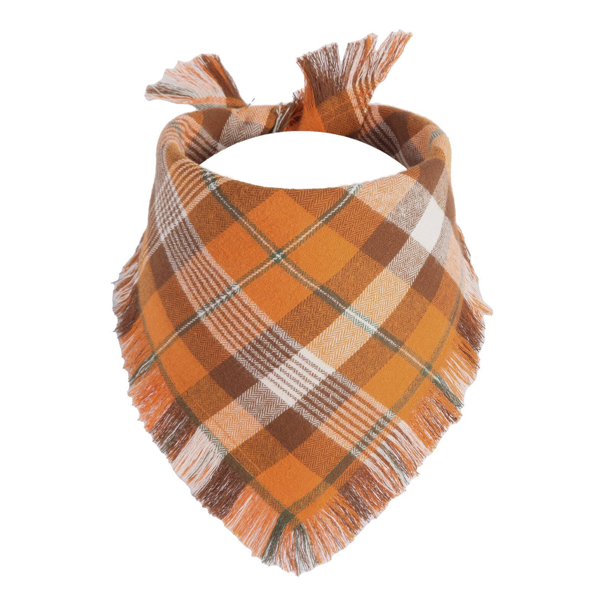 Fall Dog Bandana 1PCS Large, Autumn Thanksgiving Orange Plaid Scarf