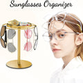 LSK Metal Sunglasses Organizer, Glasses Holder Stand with Storgae Tray, Eyeglasses Holder with Anti-Slip Pads for Tabletop, Desk, Dresser, Gold
