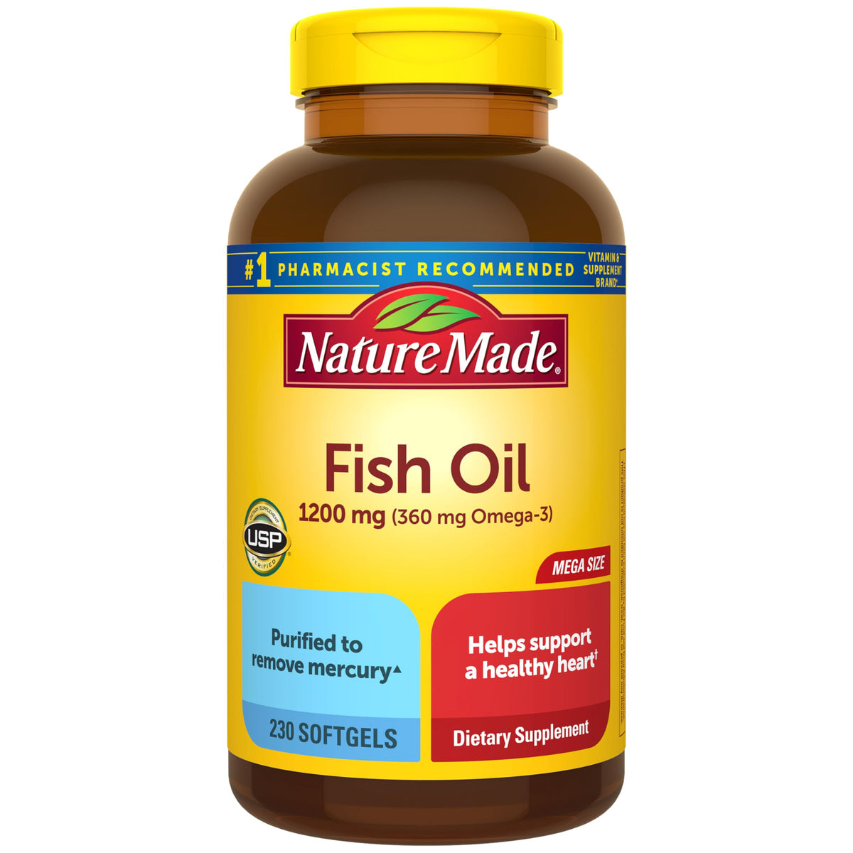 Nature Made Burp Less Ultra Omega 3 Fish Oil Supplements, 1400mg Fish Oil Omega 3 Supplements as Ethyl Esters for Healthy Heart Brain Eyes Support, One Per Day, 90 Softgels
